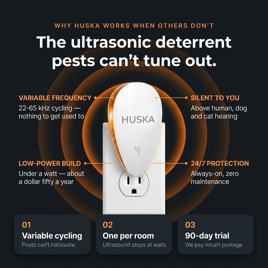 Why Huska works — variable frequency, silent to you, low power, 24/7